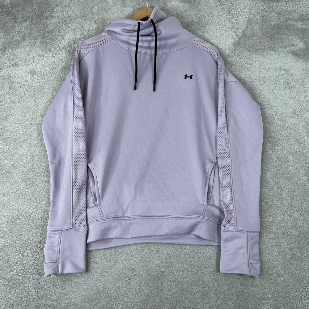 Under Armour Hoodie Womens Small Purple Mesh Panel Funnel Neck Pullover